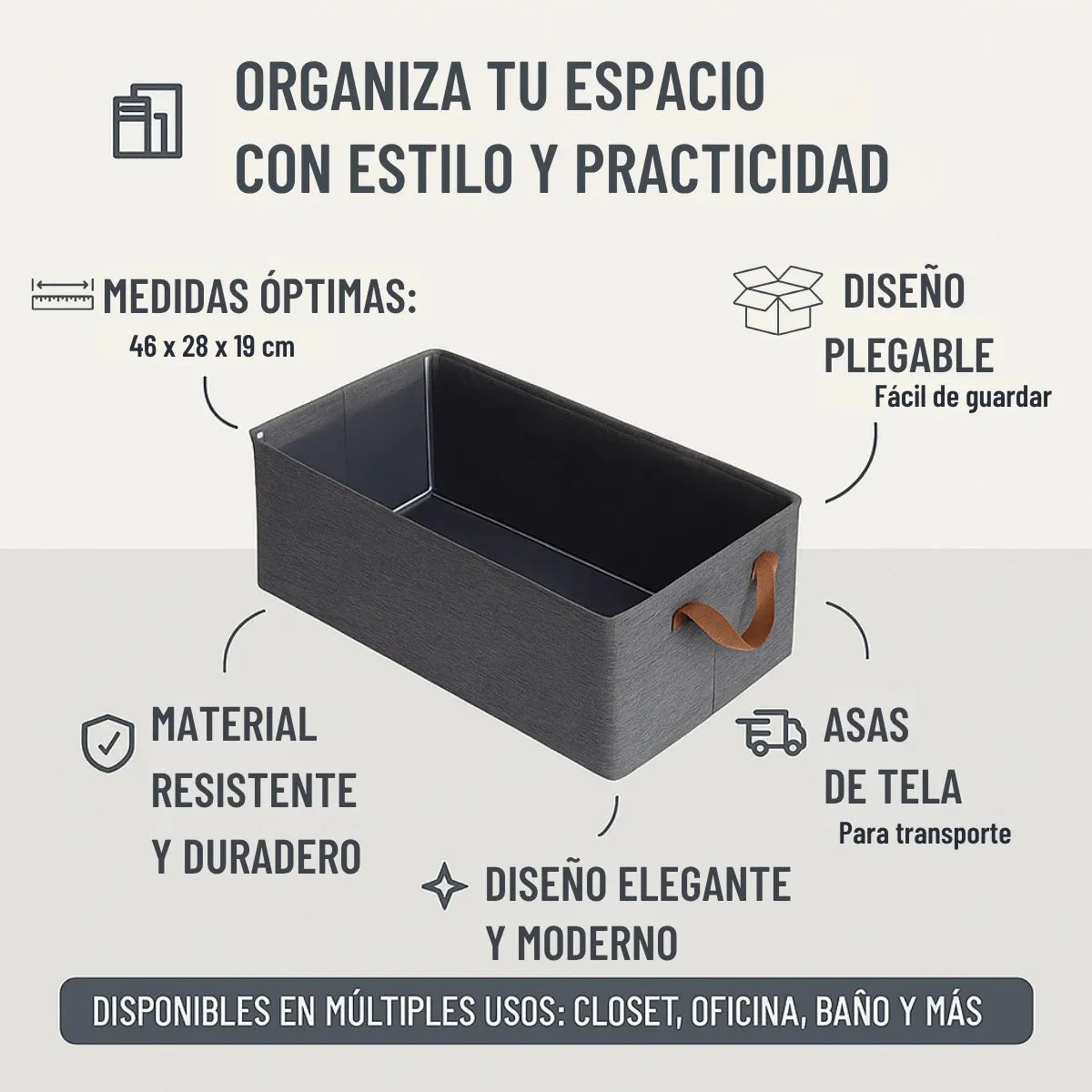 3 Cajas Organizadoras Plegables Max - Organiza cada rincón fácilmente.