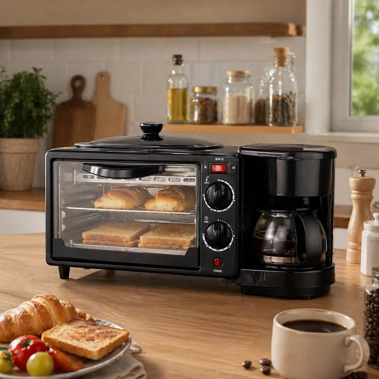 Horno Eléctrico 3 en 1 Cafetera Max™ - Todo en un solo lugar.
