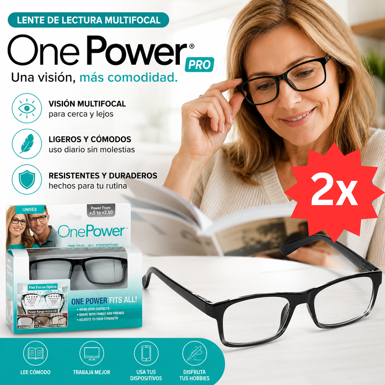 Lente De Lectura Multifocal One Power- Una visión, más comodidad.