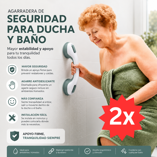 Agarradera de Seguridad para Ducha y Baño - Mayor estabilidad y apoyo para moverte con confianza