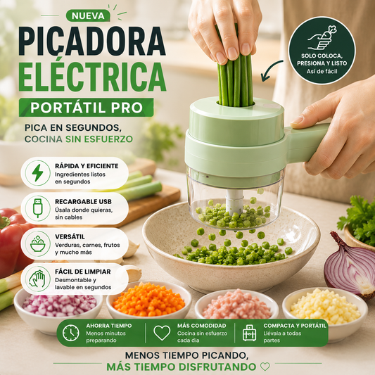 Picadora de Verdura Eléctrica Pro - Menos tiempo y esfuerzo preparando