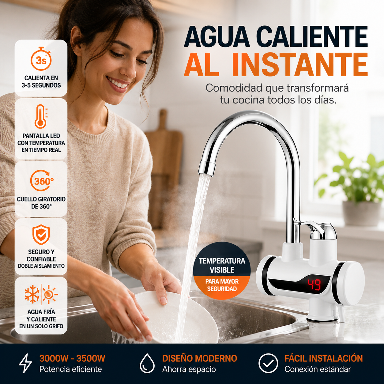 Grifo Calentador Eléctrico Pro - Agua caliente al instante