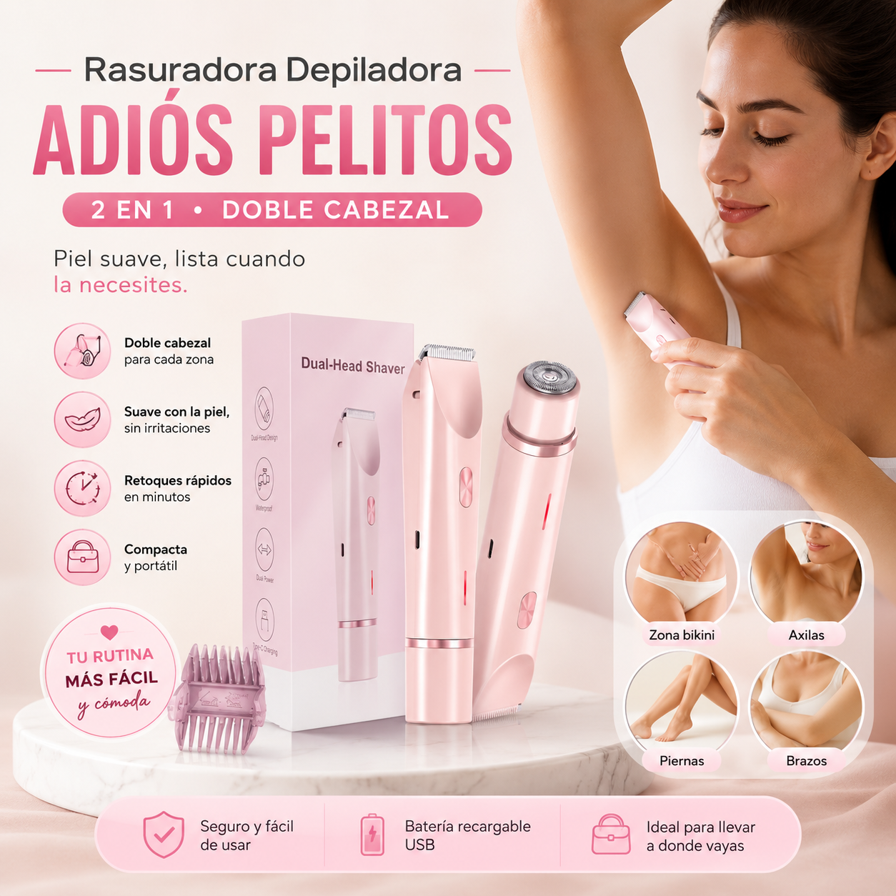Rasuradora Depiladora Adiós Pelitos™ - Piel suave en minutos