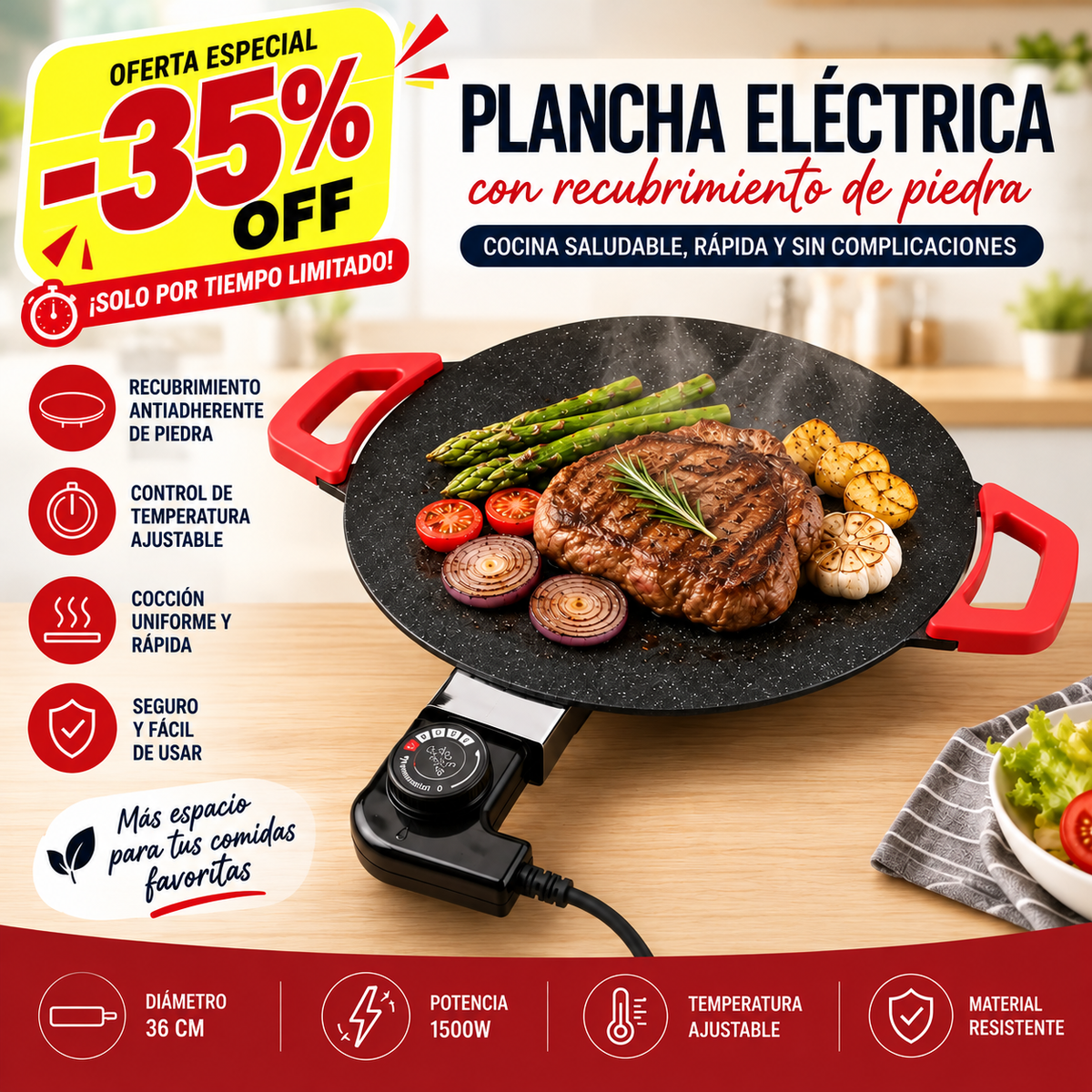Plancha Grill Premium™ – Cocina fácil todos los días.