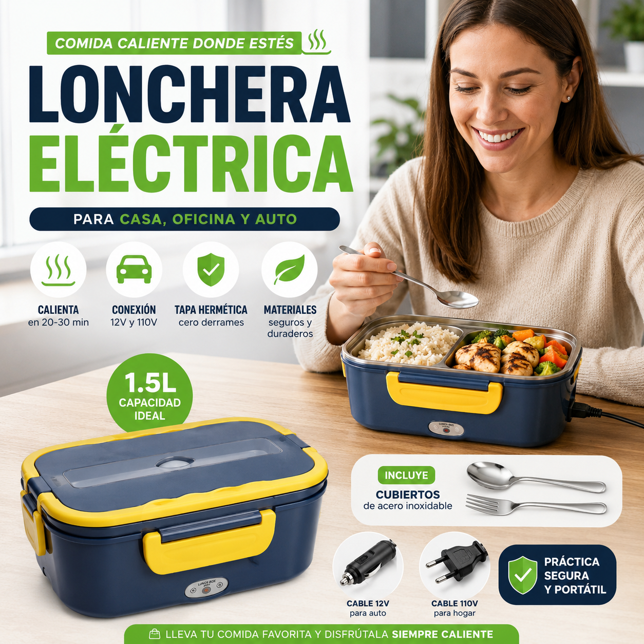 Lonchera Calentadora Eléctrica PRO - Comida caliente donde estés