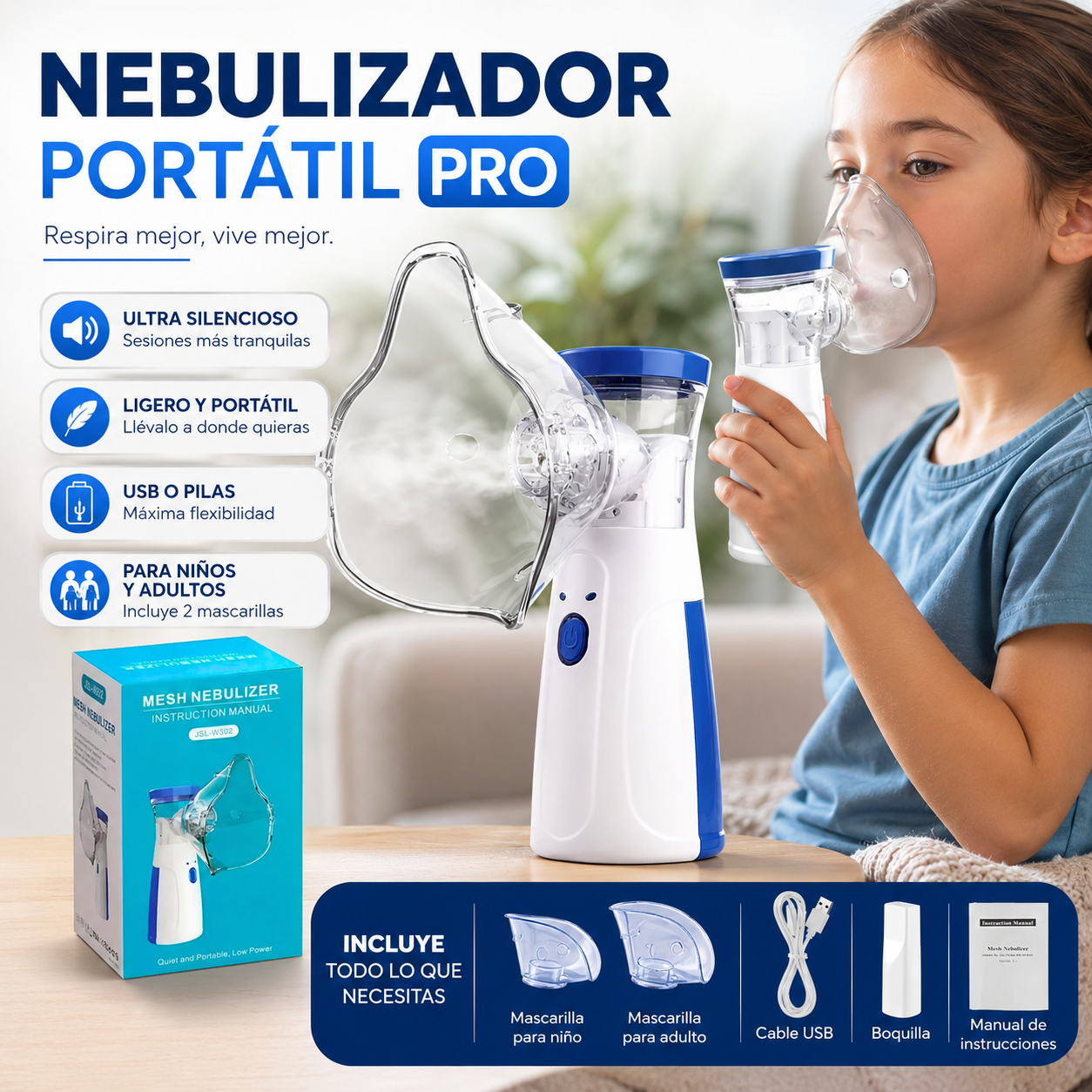 Nebulizador Portátil Pro™ Más cómodo y silencioso