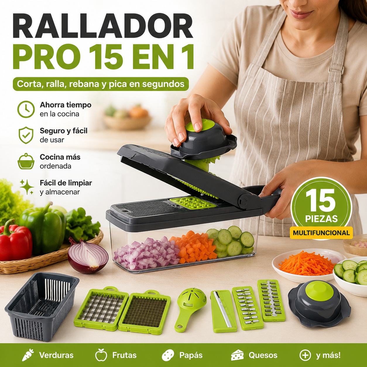 Rallador Pro 15 en 1 - Ahorra tiempo al cocinar