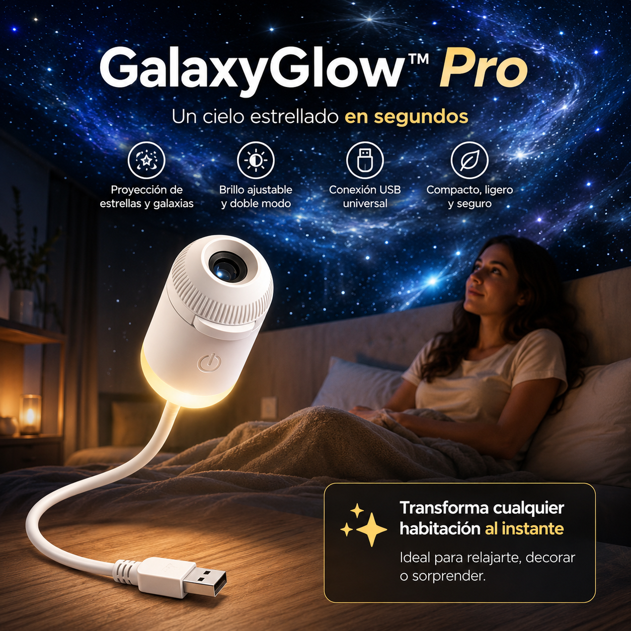 GalaxyGlow™ Pro - Un cielo estrellado en segundos