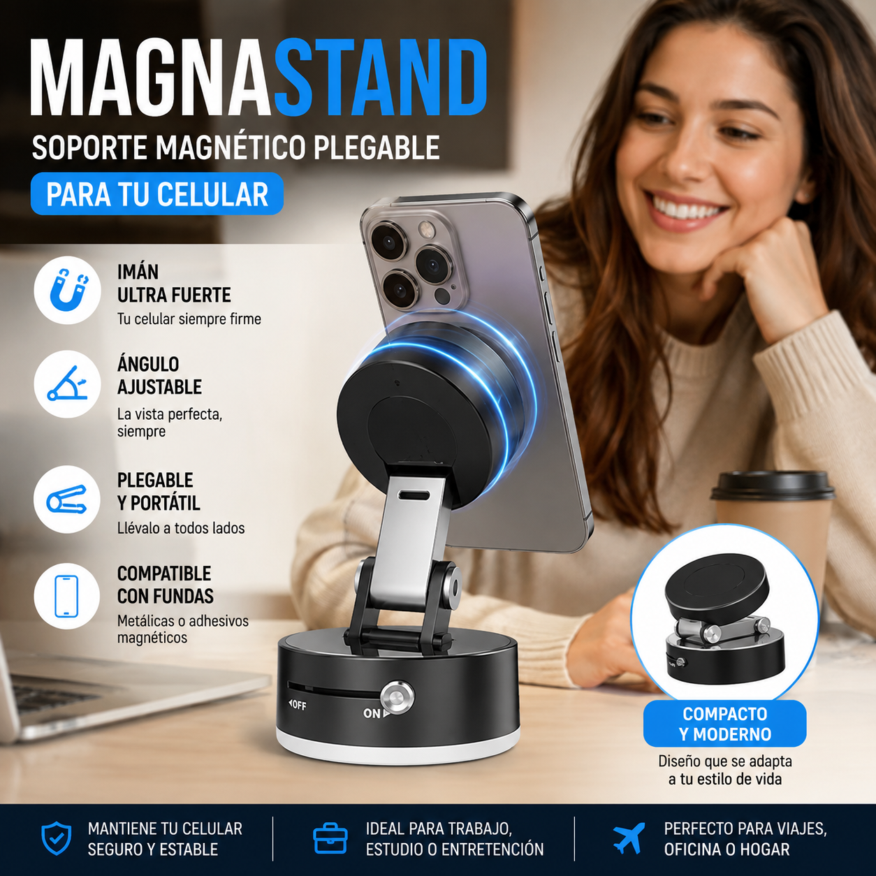 MagnaStand (2x1)- Tu celular siempre firme (Color al azar)
