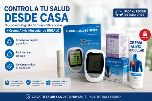 Glucometro + Crema alivia dolor muscular