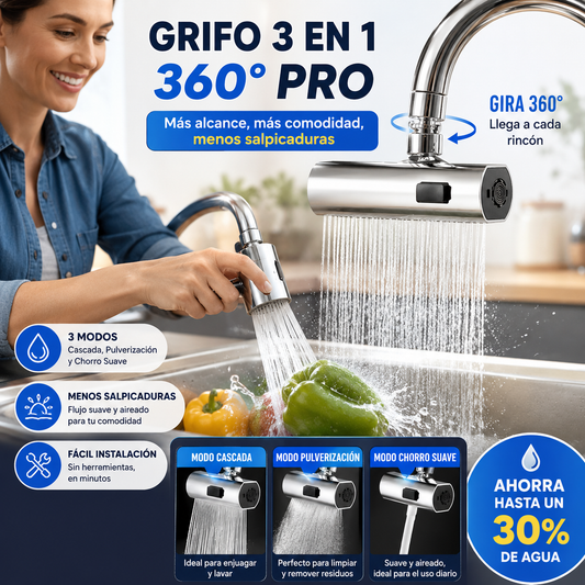 Grifo Flexible Pro 360° - Tres modos, una solución.