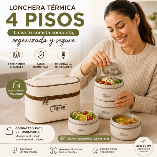 Lonchera Térmica 4 Pisos™ - Más espacio, mejor organización.