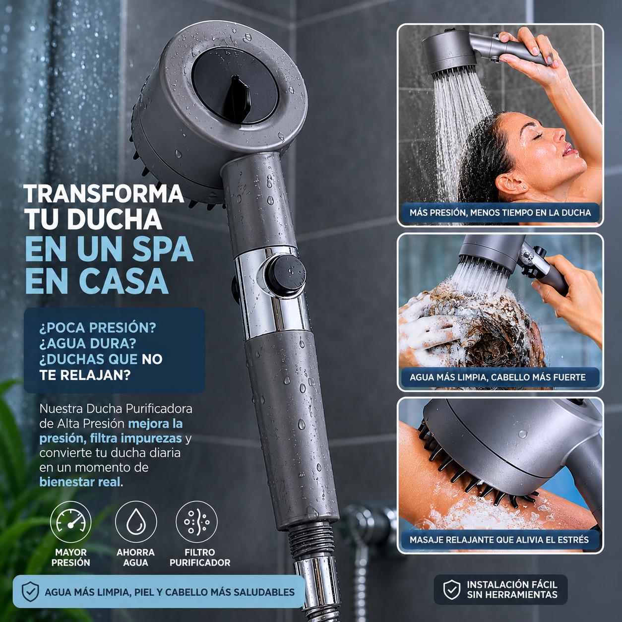 Cabezal Ducha Masajeadora Spa