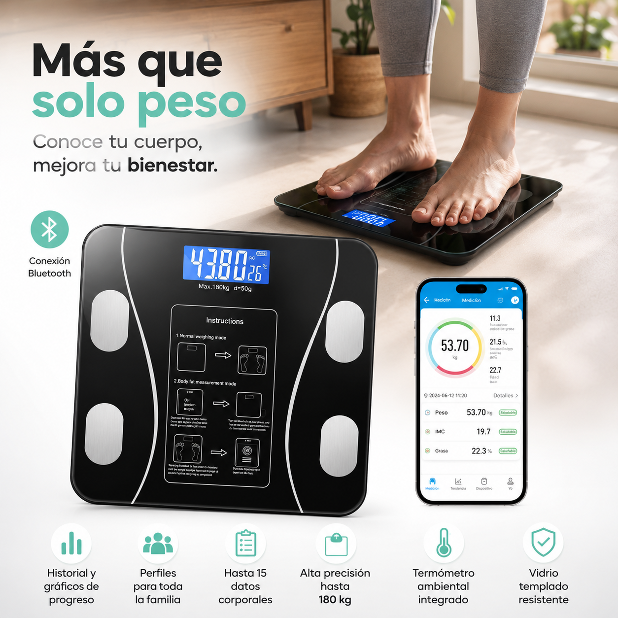 Balanza Digital Inteligente - Controla tu progreso fácilmente.