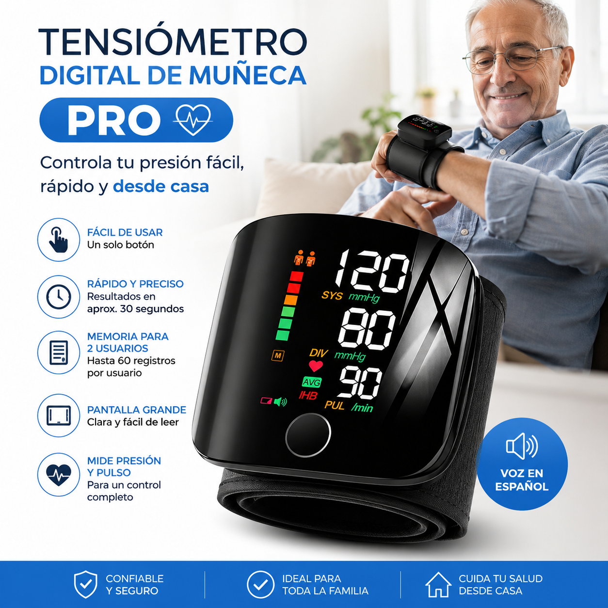 Tensiómetro Digital de Muñeca - Control fácil desde casa.