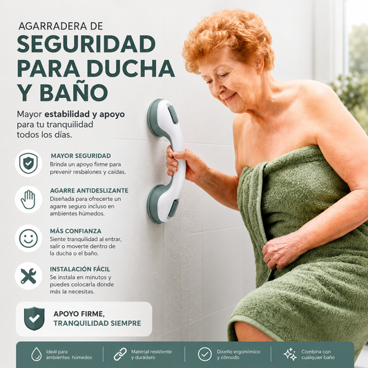 Agarradera de Seguridad para Ducha y Baño - Mayor estabilidad y apoyo para moverte con confianza