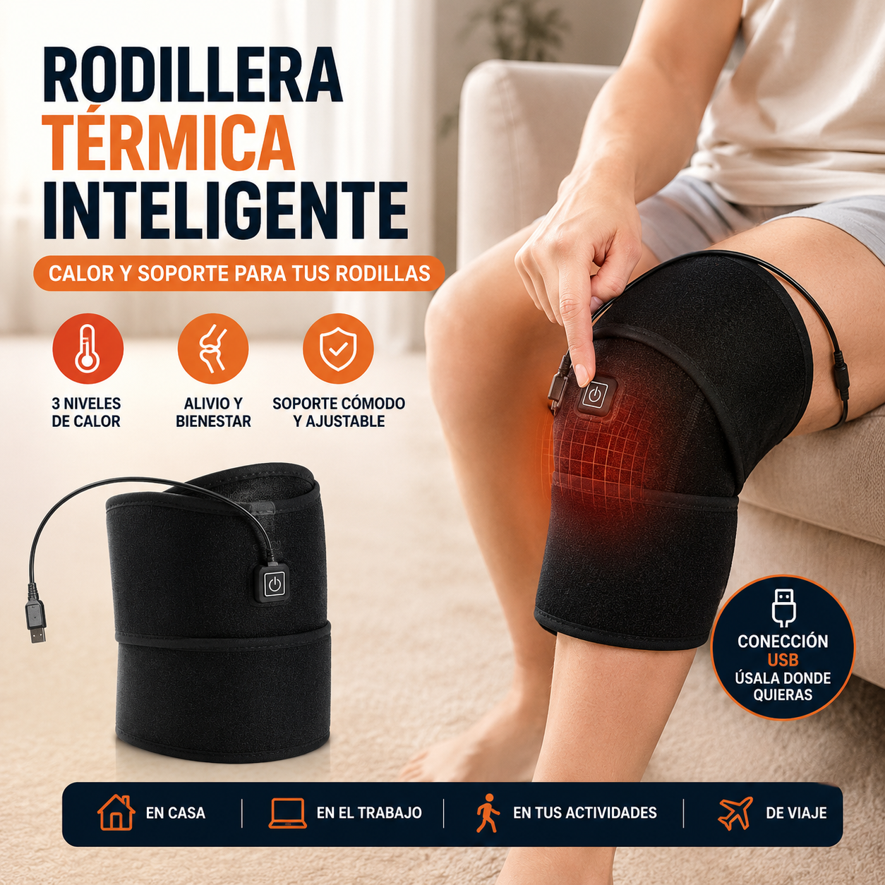 Rodillera Térmica Inteligente™ USB - Alivio reconfortante al instante