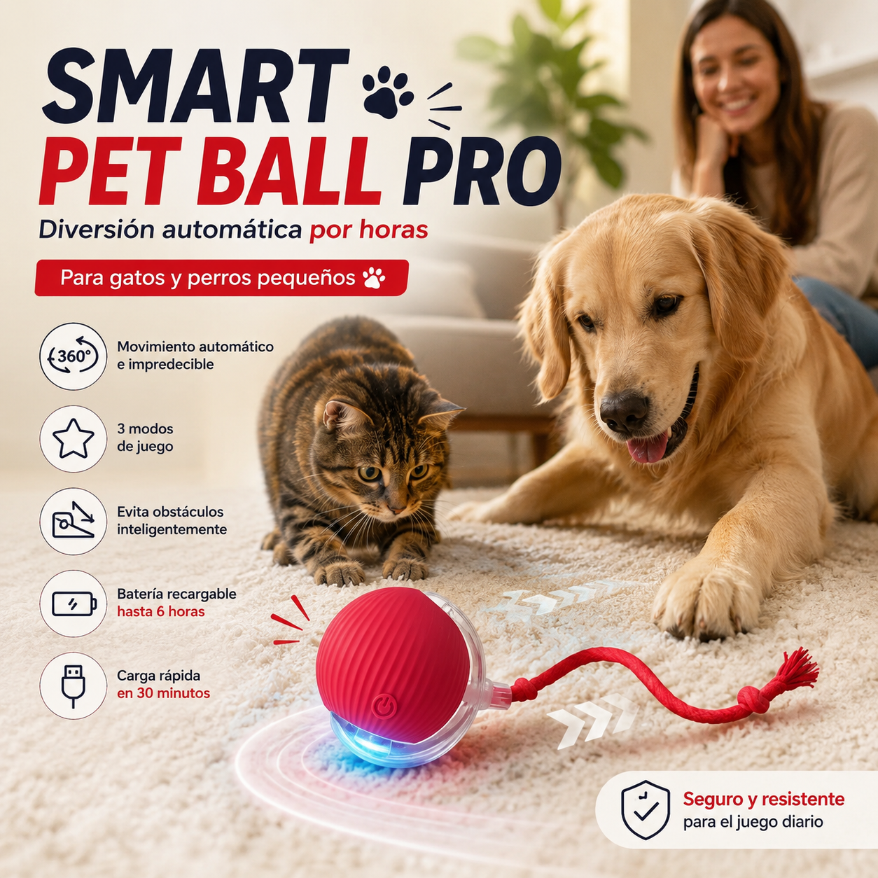 Smart Pet Ball Pro - Diversión automática por horas.