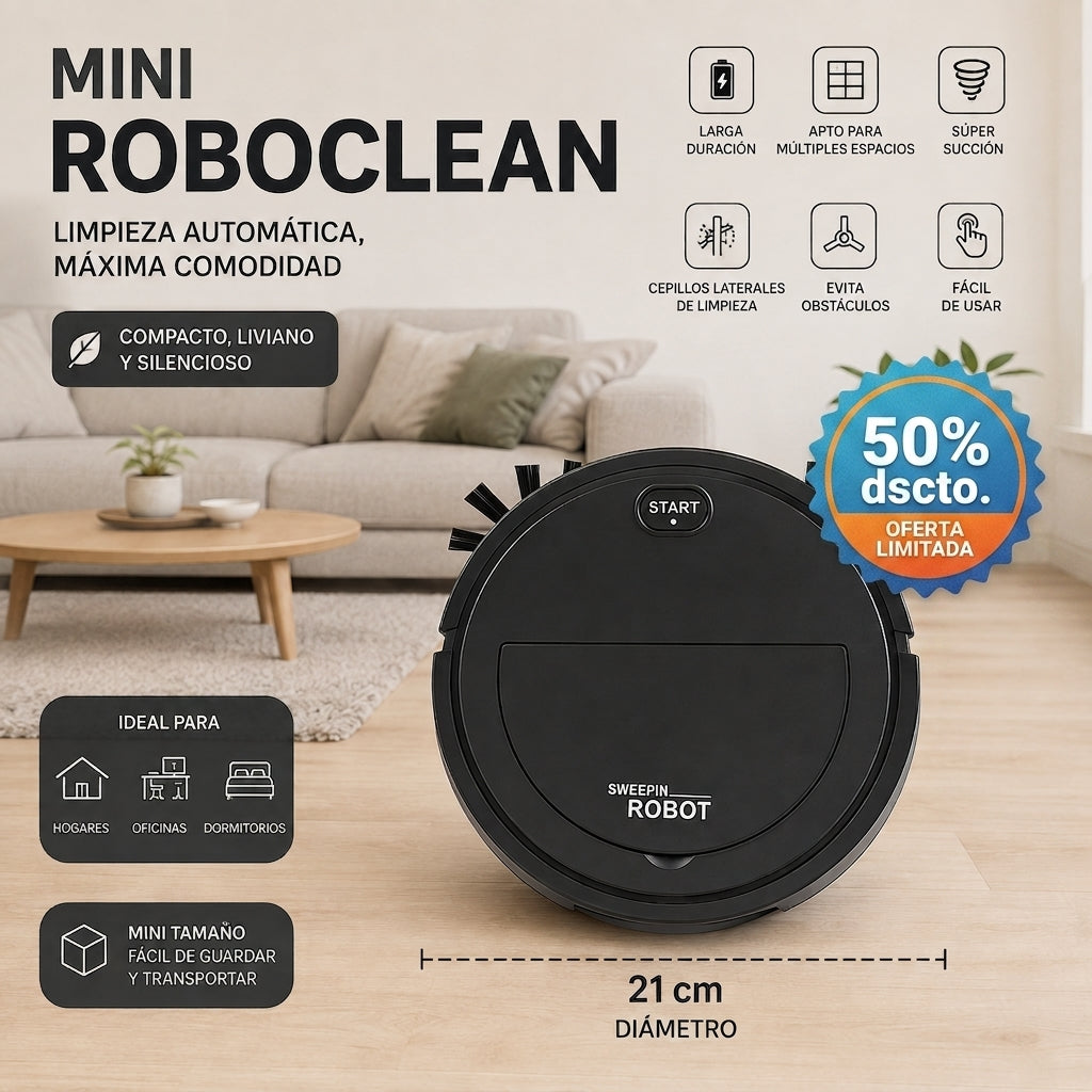 RoboClean (mini aspiradora)- Limpieza automática sin esfuerzo