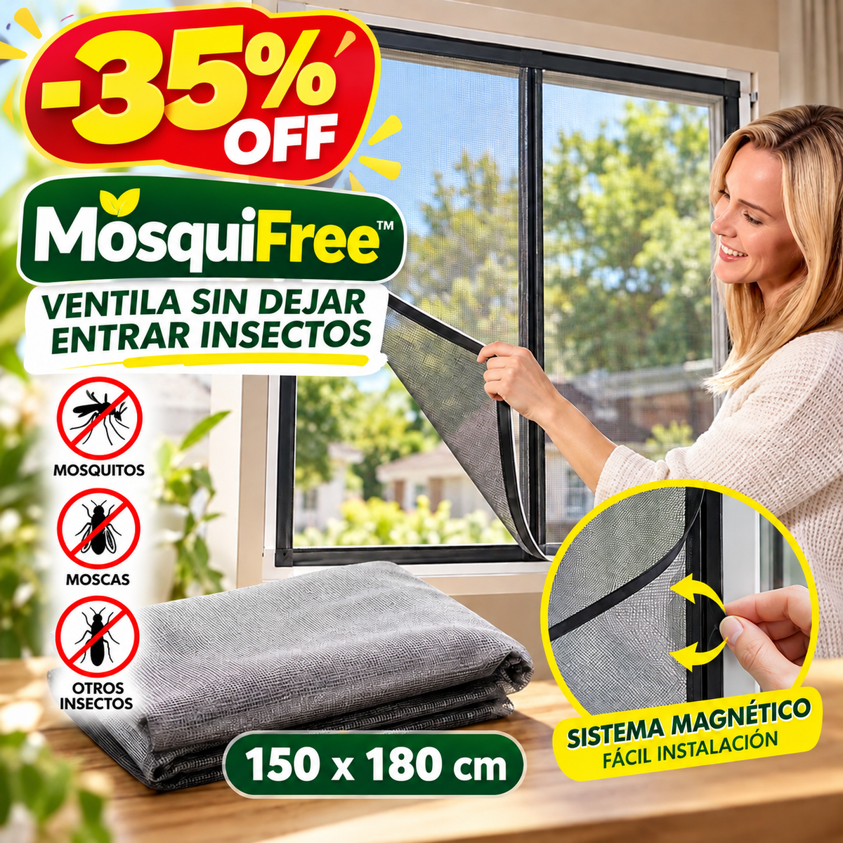 MosquiFree™ (150cm x 180cm) - Ventila sin dejar entrar insectos