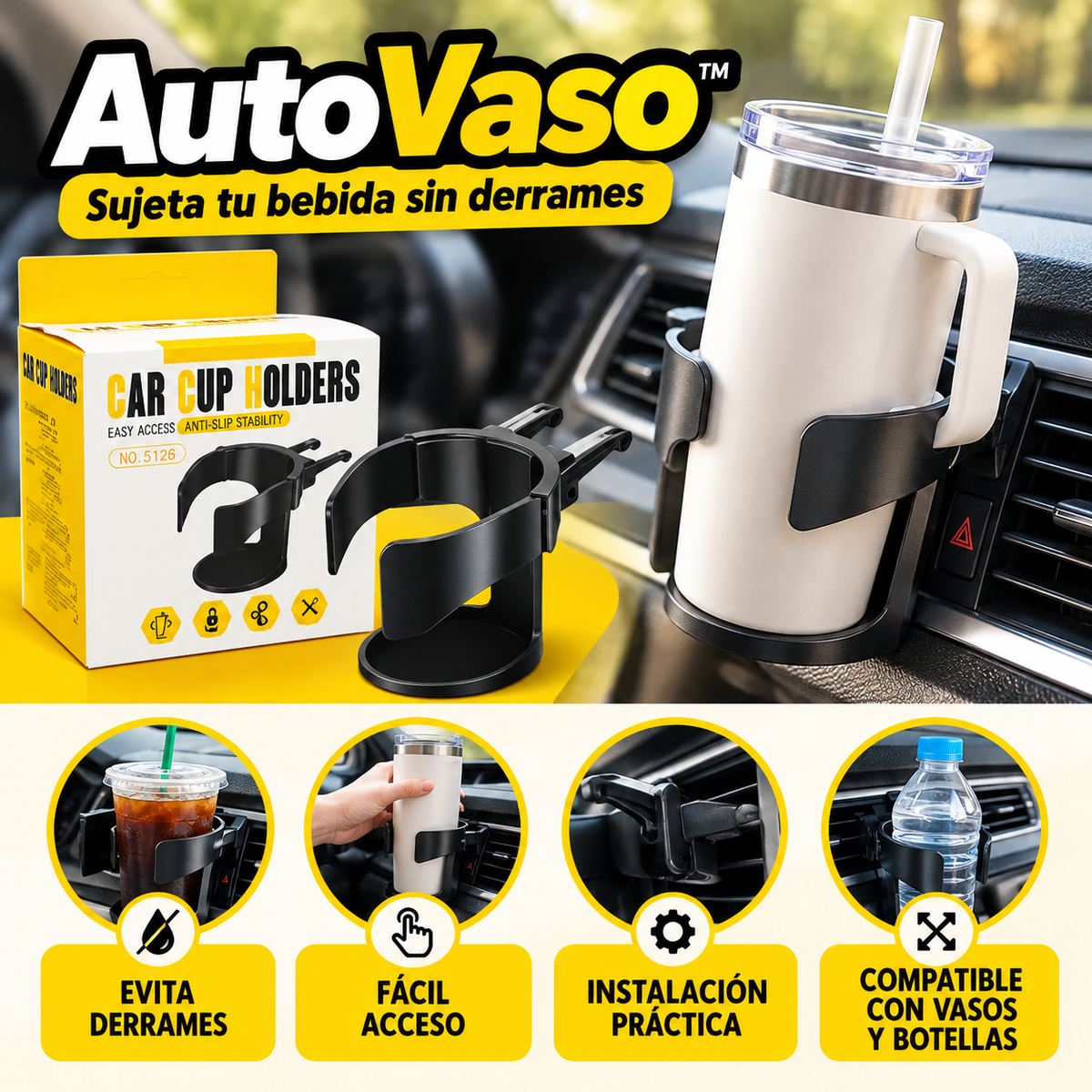 AutoVaso™ - Sujeta tu bebida sin derrames