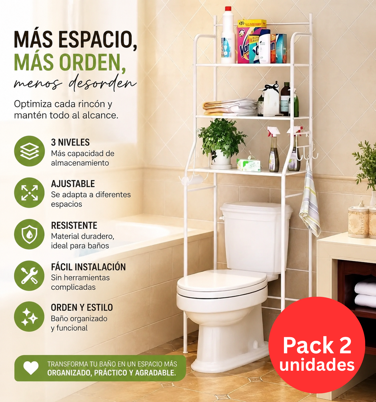 Pack 2x Estante Organizador 3 Capas Largos