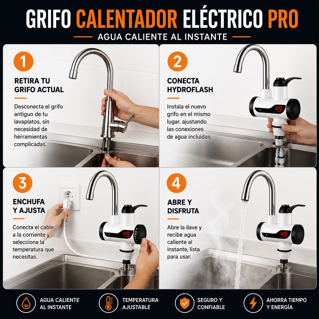 Grifo Calentador Eléctrico Pro - Agua caliente al instante