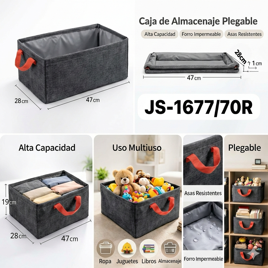 3 Cajas Organizadoras Plegables Max - Organiza cada rincón fácilmente.