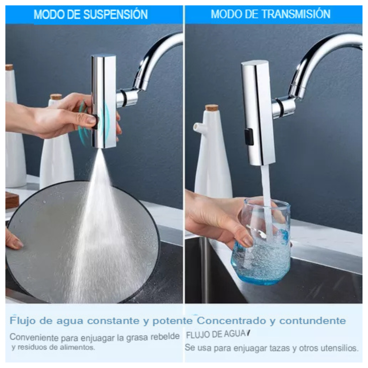 Grifo Flexible Pro 360° - Tres modos, una solución.