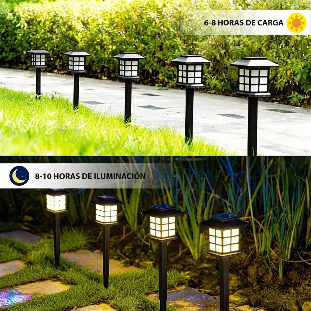 Pack 2 Lámparas Carga Solar LED - Jardín acogedor cada noche