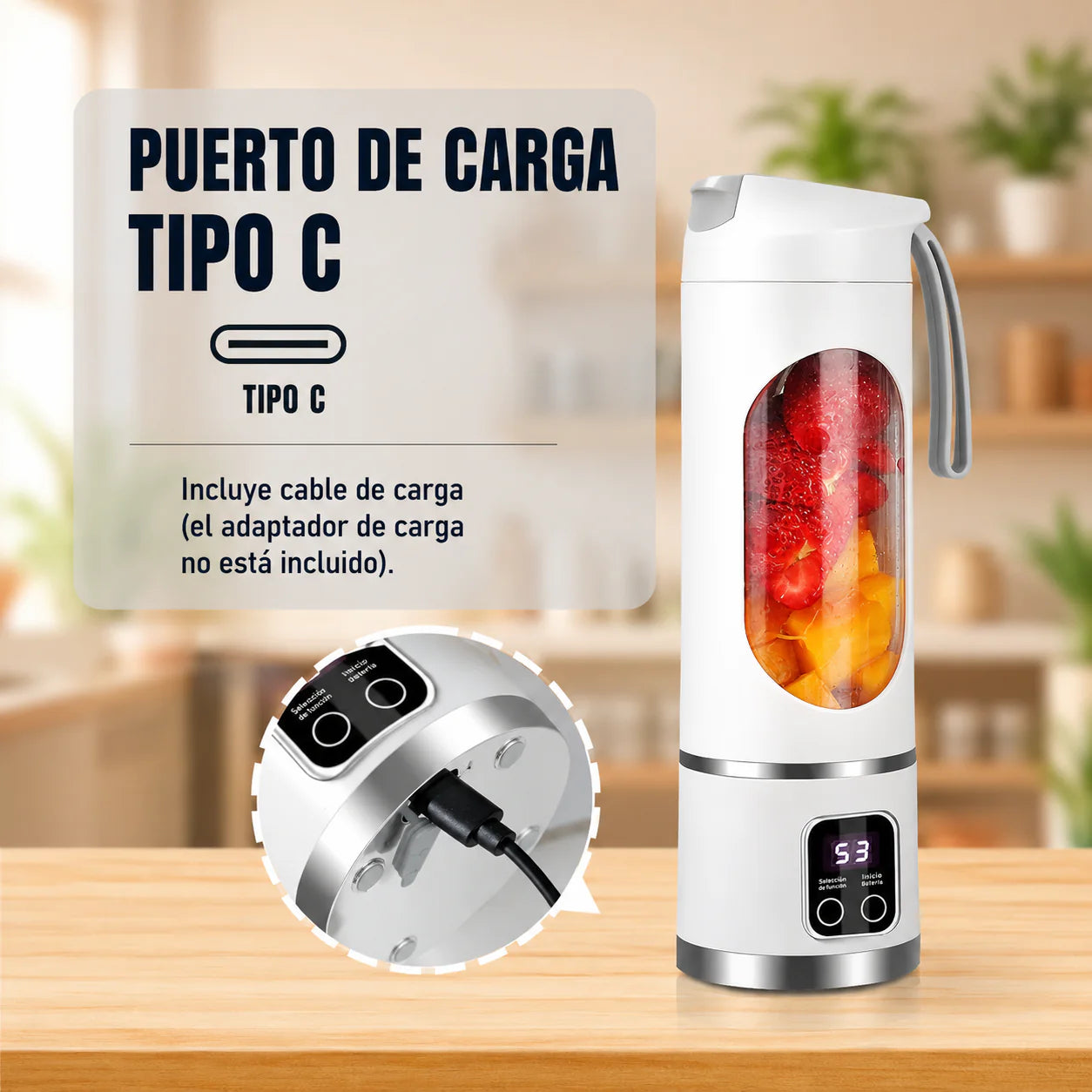 Licuadora Portátil Pro USB - Bebidas frescas donde quieras.